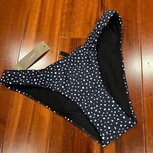 J.Crew Polka Dot Bikini Bottom Navy Blue White High Leg Swim New Size 2XS XXS